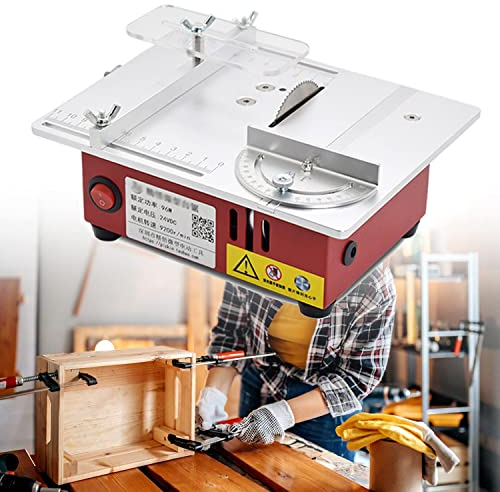 96W Mini Hobby Table Saw for Model Making, 7 Adjustable-speed Desktop Woodworking Small Bench Saw Crafts Wood Aluminum Alloy Acrylic Cutting Machine