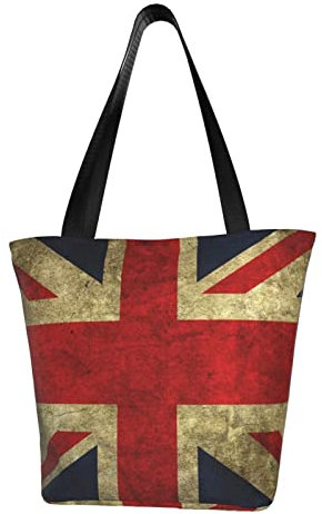 FLYIFE Einkaufstasche mit Gitarren-Muster, bedruckt, wiederverwendbar, umweltfreundlich, Einkaufstaschen, Union Jack Design, Einheitsgröße