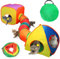 Mfsdai 3 in 1 Foldable Pop up Cat Cubes with Storage Bag, Interactive Cat Play and Hides Toy for Kitten, Rabbit, Bunny, Ferret (Rainbow)