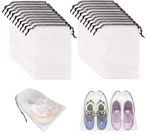 20 Pezzi Borsa Per Scarpe Impermeabile Sacchetti Per Scarpe Antipolvere Borsa Portascarpe Trasparente Con Coulisse Sacchetti Portascarpe Plastica Per Uomini E Donne, Uso Quotidiano E Viaggi