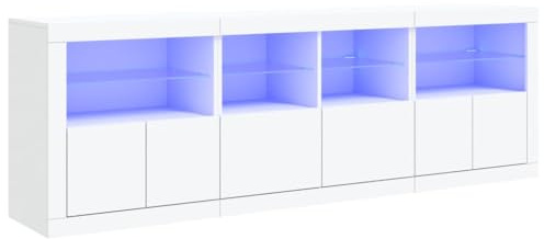 vidaXL Sideboard mit LED-Leuchten Weiß 202x37x67 cm