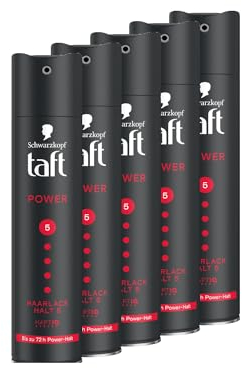 Schwarzkopf Taft Haarlack Power (5x 250 ml), Haltegrad 5 Haarstyling, Haarspray für alle Haartypen, bis zu 72 Stunden starker Halt, vegane Formel*