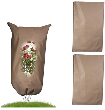 Relaxdays Winterschutzhaube 3er Set, Vlies Pflanzen Frostschutz, Winter Pflanzenschutz, 100x60 cm, Abdeckvlies, beige