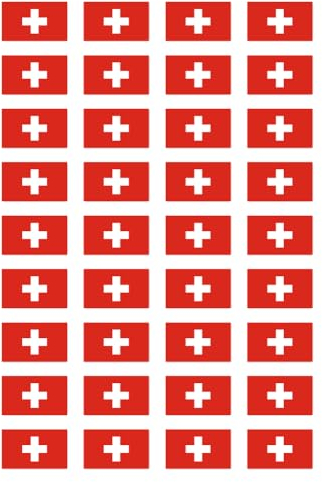 Aufkleber: 25x15 mm, 36 Stück - Flagge - Schweiz - CH - für Auto, Koffer, Laptop und mehr