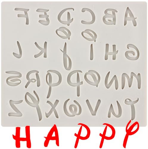 MINFEIDMS Lettres Moules En Silicone Alphabet Fondant Moule Lettres Minuscules Moule À Chocolat Pour Décoration De Gâteau Au Sucre Cupcake Topper Pâte De Gomme Bonbons Argile Polymère