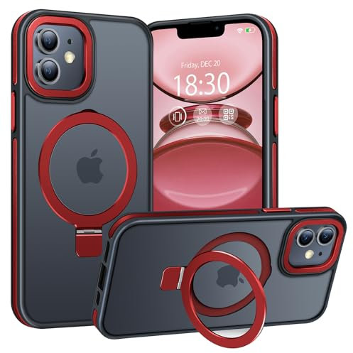 BENTIACC Phone Case for iPhone 11, with Invisible Stand, with Mag-Safe, Military Protection, [Translucent Matte] Anti-fingerprint iPhone 11 Case (Red)