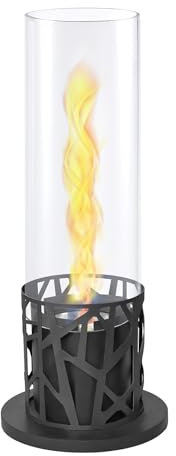 ATR ART TO REAL Cheminée de table Tornado Flame - Foyer de table d'intérieur portable - Feu au bioéthanol en verre résistant au vent - Brûleur au bioéthanol de 0,43 L - 20 x 20 x 50 cm (L x P x H)