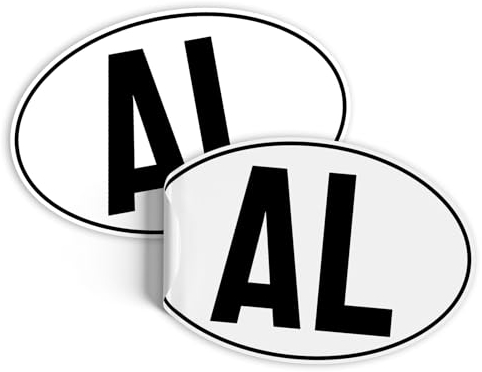 Finest Folia Länderkennzeichen Aufkleber 2er Set nach DIN Norm 17,5x11,5cm Kennzeichen Sticker für Auto LKW Wohnmobil wetterfest selbstklebend R226 (02 Albanien, Aufkleber)