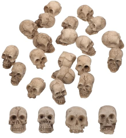 HANABASS 20 Stück Mini Schädel Deko für Blumentopf, Garten Balkon Halloween Dekoration aus Kunststoff – Grusel Deko & Partyzubehör für Halloween-Streiche, Gräber und Wohnaccessoires