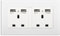 LVE White Double Socket Outlet with 4 USB Ports & Glass Panel, 250V 13 Amps Wather-proof UK Wall Plug with LED Indicator for Home/Office
