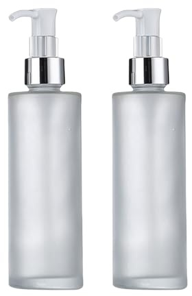Lot de 2 flacons vides en verre dépoli de 120 ml - Flacons à pompe à lotion - Distributeur de savon - Rechargeables - Pour maquillage, essence, huiles essentielles, échantillons - Bocaux de stockage