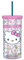 Silver Buffalo Sanrio Hello Kitty Neon Fruit Pattern Plastic Cold Cup with Lid and Straw, 20 Ounces