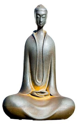 Fgbetcv Japanischer Zazen-Buddha, Gusseisen-Mönch-Figur, minimalistischer Buddha, für drinnen und draußen, Zen-Dekoration, Meditations-Buddha, Heimdekoration für spirituelle Räume (A)