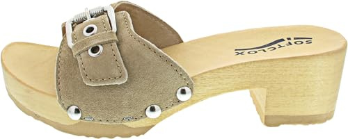 Softclox S3649 Pixie Kaschmir - Damen Pantolette - 04-Taupe, Größe:39 EU