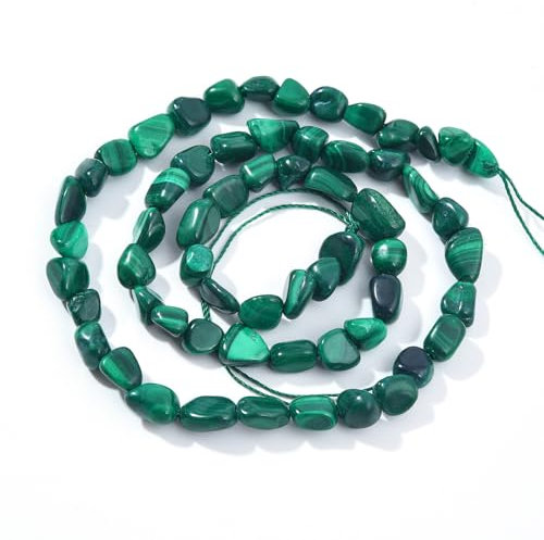 Galet de malachite ovale en pierre naturelle de 6 à 8 mm, perles d'environ 39,4 cm pour la fabrication de bijoux