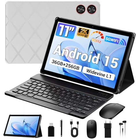 MAXLEGEN Tablet 11 Pollici Android 15, Schermo 2K IPS, 36GB+256GB/1TB TF, 5G WiFi, Octa-Core 90Hz, 8580mAh, 13MP, GPS, Tablets con Tastiera/Mouse/Penna/Auricolare/Case