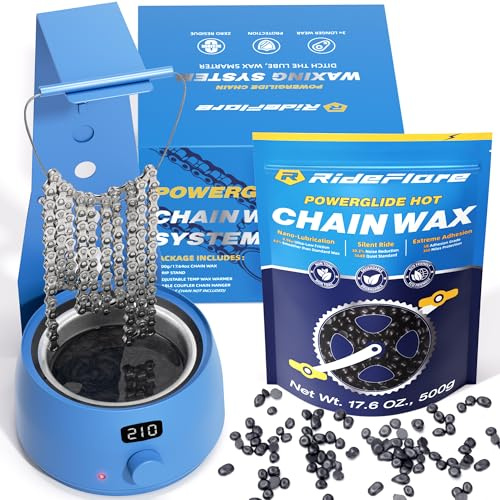 RideFlare Bicycle Chain Wax Melting System – Mess-Free, Efficient Chain Waxing Pot with Precise Temperature Control and Ultra Low Friction Chain Wax for Quiet, Clean Drivetrains