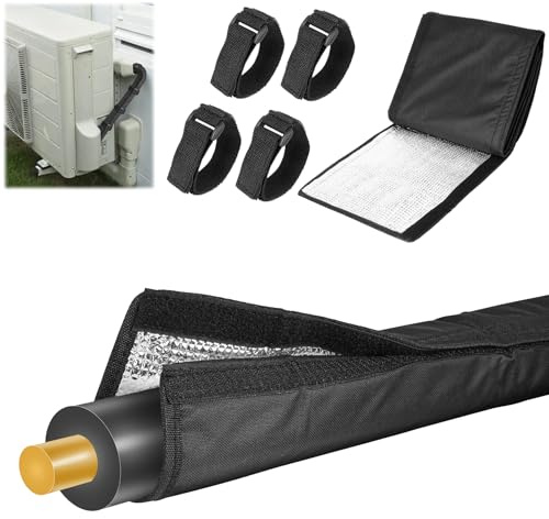 3-Layer HVAC Copper Pipe Insulation Cover, 72'' x 10.2'' AC Pipe Insulation Cover Outdoor, 600D Oxford Flexible Copper Line Insulation Sleeve Wrap for Outside Pipe Central Air Conditioning Mini Splits
