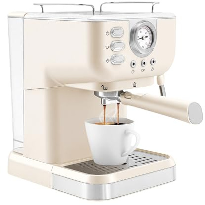 CUMELLIIR Halbautomatische Espressomaschine, Esspressokaffeemaschine Klein Siebträgermaschine Mit 1,5l Wassertank, Kaffeemaschine Für Haus, Büro, 20bar, 1050w