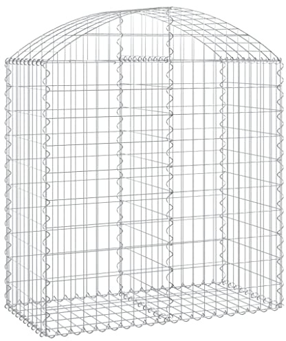 Mokuyary Gabione mit Hochbogen 100x50x100/120 cm Verzinktes Eisen Gabionen Wand Drahtkorb, Steinkorb Steingabione Mauer, Gabionenkorb für Landschaft, Garten