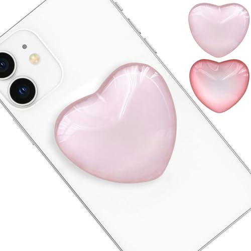 Cossaot 2 st magnetiska hållare med kärlekshjärta, magnetisk, mobilgrepp, hjärtformade sugkoppar för mobiltelefoner, för selfie-surfplattor (rosa, ljusrosa)