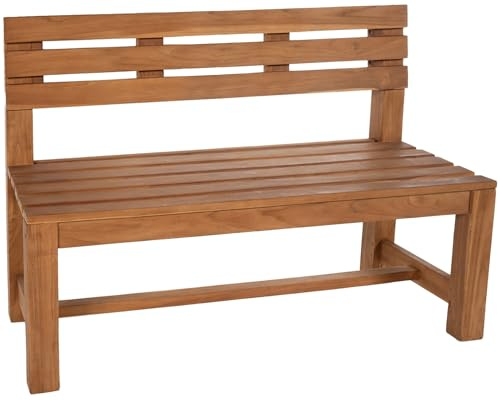 DELUKE Gartenbank Teakbank CUGAD Holz Teak 150x50x85 cm | Holzbank 150 cm Gartenbank Sitzbank Mit Lehne Wetterfest Bank Garten Terrasse