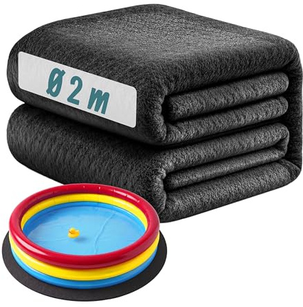 Relaxdays Tappetino per Piscina Ø 2 m, in Feltro, Protezione per Il Fondo, Antiscivolo, tagliabile, Resistente, Nero