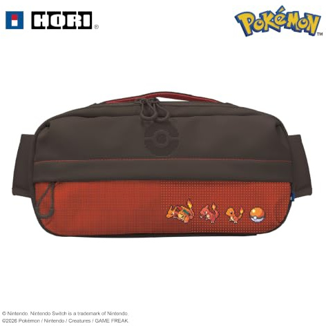 HORI Umhängetasche Adventure Pack (Pixel Rot) Schultertasche in Rot mit Retro-Pokémon Muster für Nintendo Switch 2 – Offiziell Nintendo und Pokémon Lizenziert