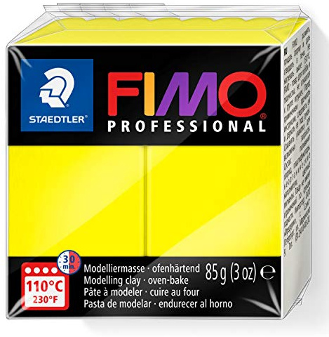STAEDTLER 8004-1 FIMO Professional Oven-Hardening Polymer Modelling Clay, 85g - Lemon Yellow (Single Block)