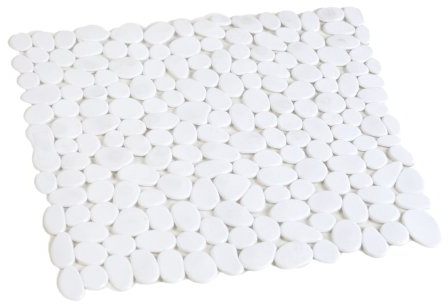 Ekershop Badewannenmatte 54x54cm Weiss Stone BADEWANNENEINLAGE Antirutschmatte Kiesel-Optik Stone Wanneneinlage