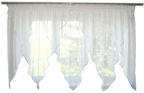 TOP Fertig-Gardine aus Voile NEU Top Design Set Schöne Küche-Gardine mit Kräuselband AG18 Modern