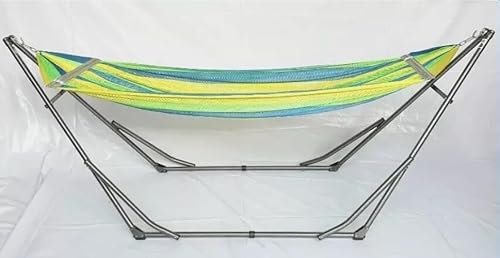 HIGH-GRADE Foldable HAMMOCK - Blue hammock with Folding Steel Stand - Outdoor INDOOR Portable Travel Swing Chair Bed - Max Capacity 180KG