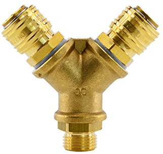 Fittingstore - Druckluftkupplung Verteiler Luftweiche mit Außengewinde und NW 7,2 Druckluftkupplung montiert (2 fach - G 1/4)