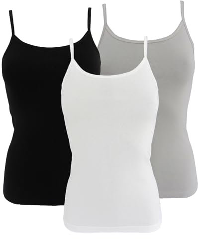 HERMKO 1560 3er Pack Damen Träger Top - 100% Bio-Baumwolle, Unterhemd in Feinripp-Qualität - Weich, Strapazierfähig & Vielseitig für jeden Look, Farbe:Mix w/s/g, Größe:36/38 (S)