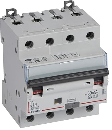 LEGRAND, DX3 FI/LS-Schalter B-Charakteristik, 16A, 4-polig, 6kA, 30mA, Typ A, 400VAC, 4 Teilungseinheiten, 411224