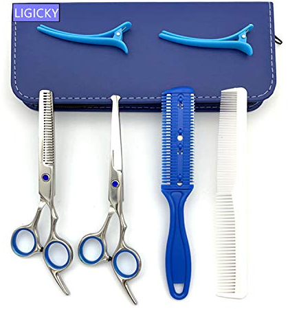LIGICKY Baby Haarschere Set, Spezielle Runde Spitze Sicherheit Pony Haar Schere Dünner Flacher Schnitt Profi Effilierschere Haarschneider Friseurschere Werkzeugset für den Hausgebrauch, Salon, Kinder