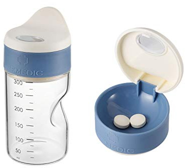 REMEDIC Medicine Cup with Pill Dispenser Lid – BPA-Free Medication Organizer for Seniors – Arthritis-Friendly, Easy-to-Use Pill Box and Water Cup – Ergonomic Design for Elderly Care and Independence