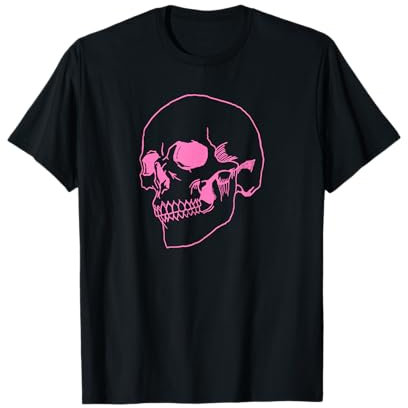 Spooky Halloween Scheleton Pastel Goth Soft Grunge Rosa teschio Maglietta