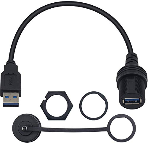 Duttek USB Flush Mount Cable, Cavo di prolunga a pannello singolo USB 3.0 con fibbia per cruscotto auto, camion, barca, motocicletta 30 cm/12 pollici