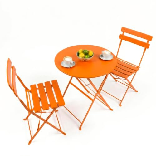 Harbour Housewares 2 Seater Round Bistro Garden Furniture Set - Orange