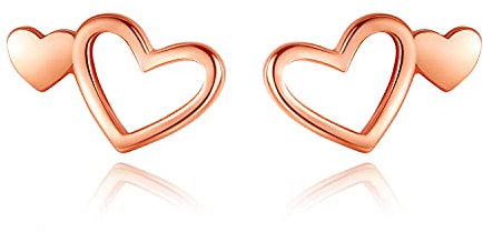 Rose Gold Heart Stud Earrings for Women