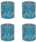 Stumpenkerzen Rustic 4er Set - Stumpenkerze, Blockkerze, Kerze, Adventskranz, Advent - Kein Ruß - Brenndauer: 75 Std. - viele Farben - 10x10 cm (Türkis)