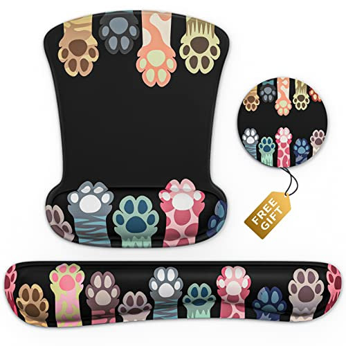 Tapis de souris ergonomique en gel avec repose-poignet et clavier en mousse à mémoire de forme, base antidérapante en caoutchouc PU, tapis de souris facile à taper et soulager les douleurs au poignet,