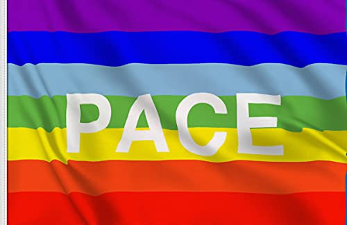 1 Bandiera Della Pace Misura 70 x 100 cm Con Asola Rinforzata per asta Per Esterno e Interno