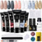 UR SUGAR Poly Gel Nägel Set, Nagelverlängerung Polygel Kit mit 6 Farben, Base Coat, Top Coat, Slip Lösung, Nude, Clear, Glitzer Extension Gel Maniküre Set DIY at Home