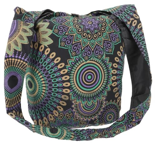 GURU SHOP Sadhu Bag, Ethno Shopper, Bedruckter Schulterbeutel - Violett, Herren/Damen, Baumwolle, Size:One Size, 32x34x14 cm, Alternative Umhängetasche, Handtasche aus Stoff