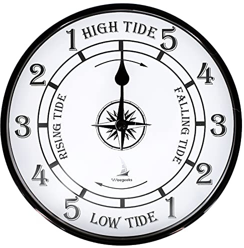 WEEGEEKS Gezeitenuhr, nautische Uhr, Metall, Aluminium, Gezeitenuhr, Ebbe, nautische Wanduhr für Wanddekoration, Bootszubehör (Stil A)