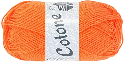 LANA GROSSA Cotone Neon | Baumwollbasicgarn | Handstrickgarn aus 100% Baumwolle | 50g Wolle zum Stricken & Häkeln | 125m Garn FB 219