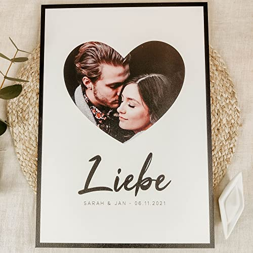 Elbeffekt Liebe Geschenk Holzbild - Herz Foto Geschenke - personalisierbar zum Hinstellen/Aufhängen optional beleuchtet Paar Geschenkidee, Paar Geschenk, liebe - personalisierte Geschenke