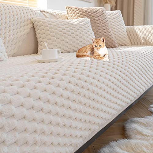 YWQJL Samt Sofabezug Antirutsch 3/2/1/4 Sitzer L Form Sofaüberwurf sofaschutz Katze Sofaschoner,Couch Bezug Ecksofa Schmutzabweisend Sofaschutz Hund Kratzschutz Katze,G-110x210cm